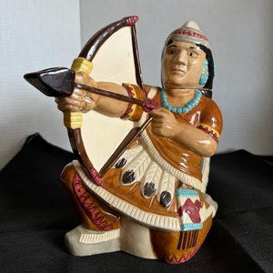 Vtg FITZ & FLOYD Omnibus 32oz. Teapot, Figural Native American Archer, Embossed